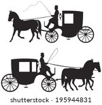 Carriage Silhouettes, 19th century London horse taxicab vector Silhouettes