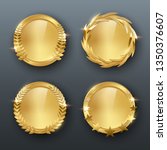 award golden blank medals 3d... | Shutterstock .eps vector #1350376607
