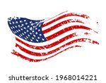 grunge waving american flag... | Shutterstock .eps vector #1968014221