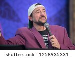 Small photo of Santa Rosa, CA/USA - 12/15/2018: Kevin Smith performs SModcast live at The Emerald Cup. He's known for his movies Mallrats, Chasing Amy, Dogma, Jay and Silent Bob Strike Back.