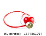 Red stethoscope  and shape...