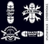 skateboarding labels badges set.... | Shutterstock .eps vector #1048840661