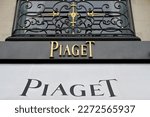 Small photo of Paris, France-02 17 2023 : luxury brand Piaget on a facade