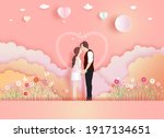 young couples in romantic love... | Shutterstock .eps vector #1917134651