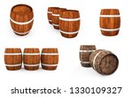 wooden barrel with iron hoops... | Shutterstock . vector #1330109327