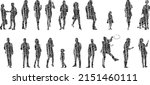 vector silhouettes  outline... | Shutterstock .eps vector #2151460111