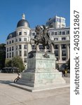 Small photo of Bucharest, Romania - September 12, 2023: Equestrian statue of King Mihai viteazul in the university square, work of the French sculptor Albert-Ernest Carrier-Belleuse