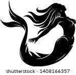 silhouette of beautiful mermaid ... | Shutterstock .eps vector #1408166357