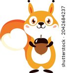 a cute squirrel holding an... | Shutterstock .eps vector #2042684237