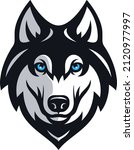 head of strong wolf with blue... | Shutterstock .eps vector #2120977997