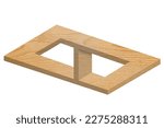 Small photo of Impossible figure made from wood isolated on white