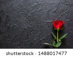 Red Rose On A Black Background  ...