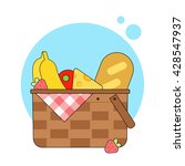 picnic in park with a basket ... | Shutterstock .eps vector #428547937