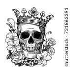 beautiful romantic skull with... | Shutterstock .eps vector #721863391