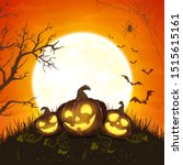 halloween pumpkins with moon on ... | Shutterstock .eps vector #1515615161