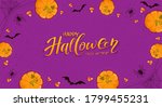 pumpkins on purple halloween... | Shutterstock . vector #1799455231