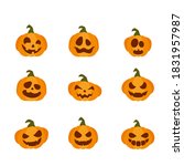 smiling pumpkins isolated on... | Shutterstock . vector #1831957987