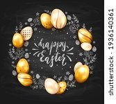holiday card with golden easter ... | Shutterstock .eps vector #1936140361