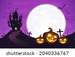 pumpkins in witch's hat on... | Shutterstock .eps vector #2040336767