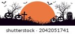 silhouette of halloween... | Shutterstock .eps vector #2042051741