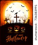 halloween background with... | Shutterstock . vector #736383991