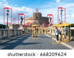 Machine Learning analytics identify person and object technology , Artificial intelligence concept. Software ui analytics and recognition people in city with flare light effect (blur all human face)