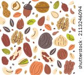 Nuts And Seeds Seamless Pattern....