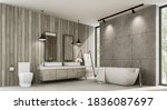 Loft Style Bathroom With Wood...