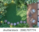 Top View Wooden Terrace With...