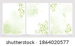 watercolor green leaves on... | Shutterstock .eps vector #1864020577