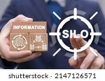 Small photo of Concept of information silo. The problem of disparate big data storage, communicaton and processing. Shattered redundancy inefficiency of information silos.