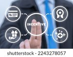 Small photo of Incentive business finance concept. Incentives program management success efficiency work. Employee motivation and stimulation.