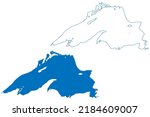 Lake Superior (Canada, United States, North America, us, Great Lakes) map vector illustration, scribble sketch map