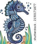 Hand Drawn Seahorse Doodle With ...