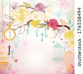 beautiful card with birdcages ... | Shutterstock .eps vector #176538494