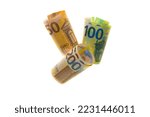 Money and finance. Euro money. Euro banknotes close-up isolated on a white background.Euro currency.Euro exchange rate in the European Union 