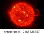 The sun from space on a dark background. Elements of this image were furnished by NASA
