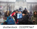 Small photo of Lviv, Ukraine - March 7, 2022: Ukrainian refugees on Lviv railway station waiting for train to escape to Europe