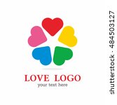 Five Love Heart Logo Icon Color