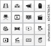 set of 16 editable movie icons. ... | Shutterstock .eps vector #604378634