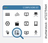 set of 12 editable cinema icons.... | Shutterstock .eps vector #672275464