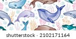 Whale Pattern. Seamless Vector...