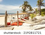 Chill out zone, beach cafe at Playa Paraiso in Tulum, Mexico