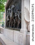 Memorial to Union Col. Robert Gould Shaw and the 54th Massachusetts Volunteer Infantry Regiment, near the Statehouse in Boston, Massachusetts. Memorial to the first Black regiment of the Union Army.