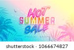 hot summer sale banner. trendy... | Shutterstock .eps vector #1066674827