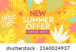 new summer offer banner. hello... | Shutterstock .eps vector #2160024937
