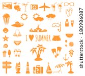 set of flat summer icons.  | Shutterstock . vector #180986087