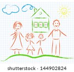 family on the notebook sheet ... | Shutterstock .eps vector #144902824