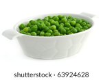 Fresh green peas in a dish  - isolated on white background