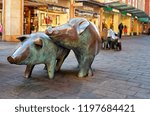 Small photo of Germany. Bremen. Sculpture "Swineherd and his flock" in Bremen. February 14, 2018